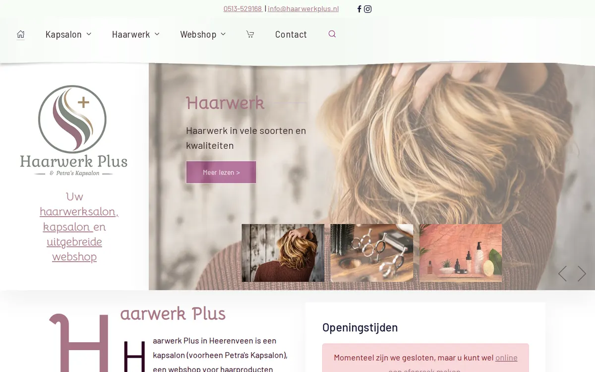 Huidige website op een laptop