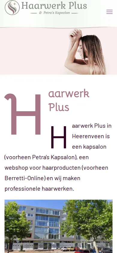 Huidige website op een telefoon